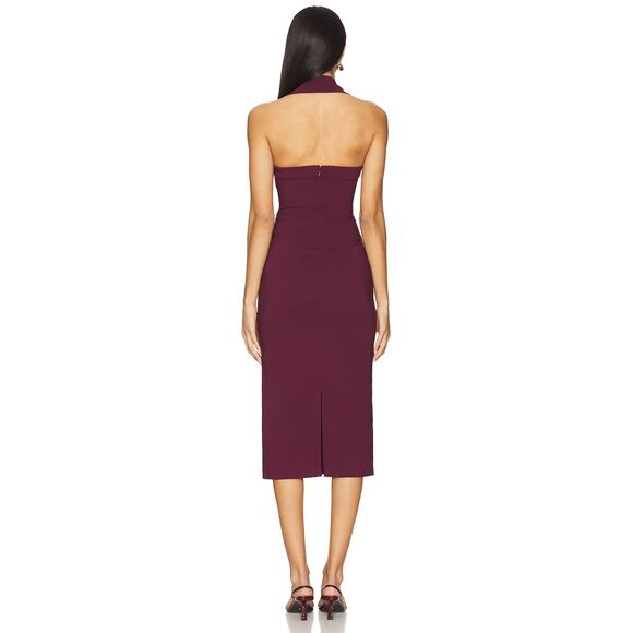 House of Harlow 1960 x REVOLVE Melody Midi Dress Halter Cocktail Burgundy Size S - Picture 3 of 11